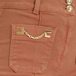 Jeans donna a vita alta cuoio