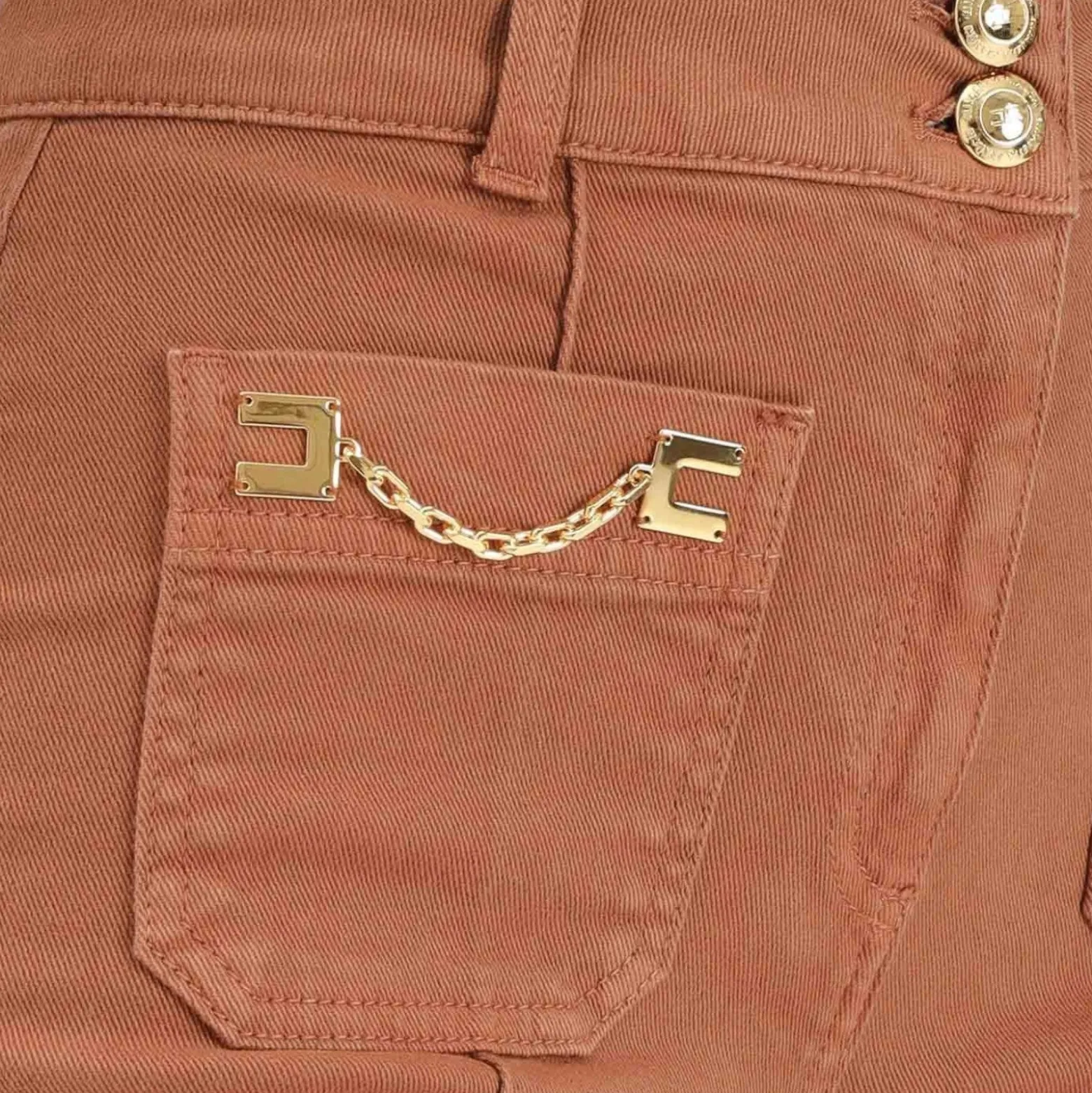 Jeans donna a vita alta cuoio