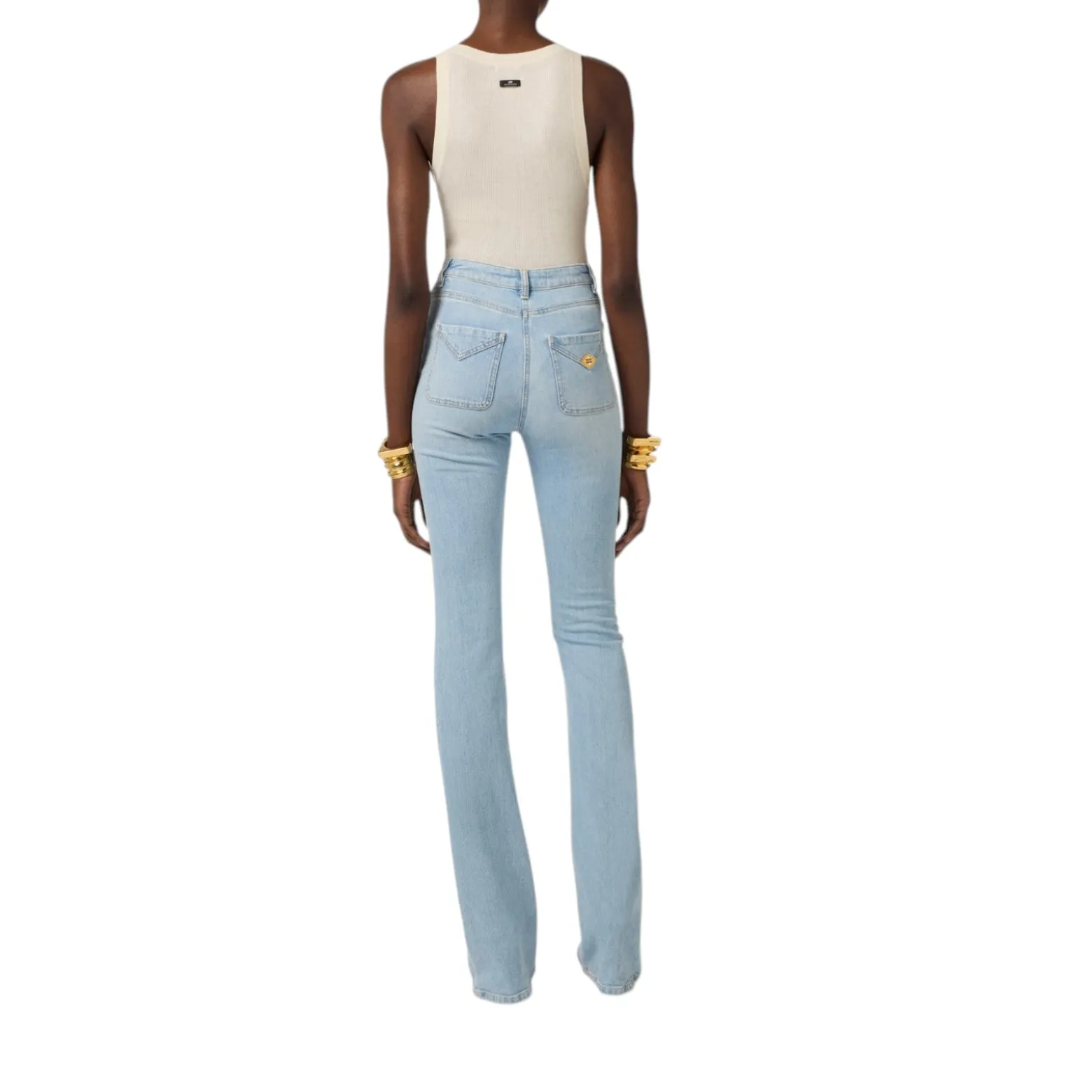 Jeans donna a zampetta con taschini