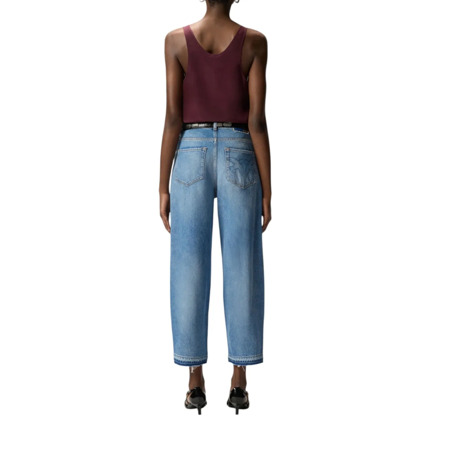 Jeans donna balloon fit con scoloriture