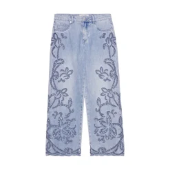 Jeans donna con ricamo sangallo