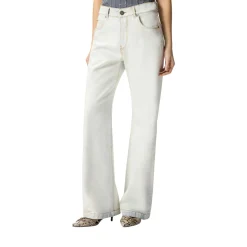 Jeans donna con vita risvoltabile a contrasto
