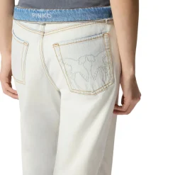 Jeans donna con vita risvoltabile a contrasto