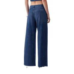 Jeans donna flare con strass