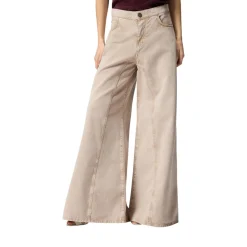 Jeans donna marroni con pizzo in vita