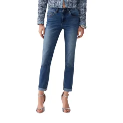 Jeans donna skinny con risvolto