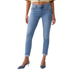 Jeans donna skinny con ricami gioiello