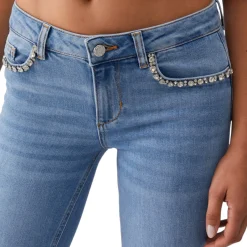 Jeans donna skinny con ricami gioiello