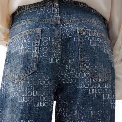 Jeans donna straight con strass