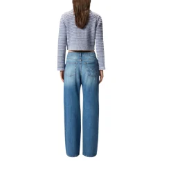 Jeans donna wide leg con scoloriture
