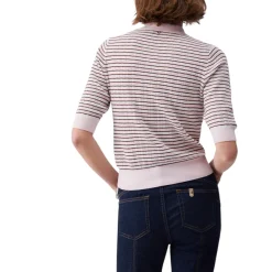 Maglia donna a righe con dettagli gioiello