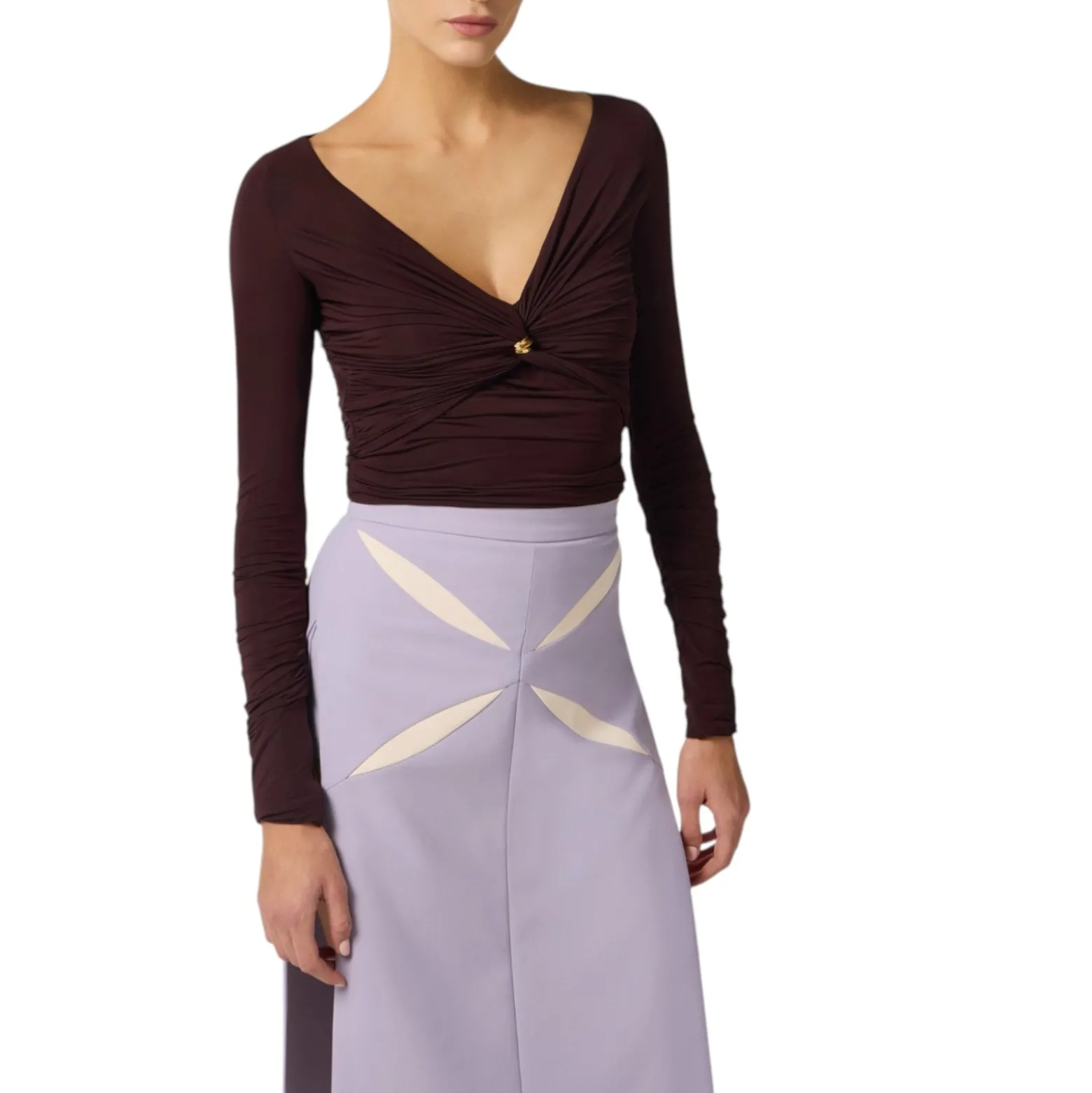 Maglia donna in jersey con dettaglio gioiello