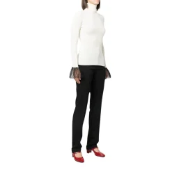 Maglia donna in misto lana con dettaglio tulle