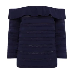 Maglia donna off shoulder in viscosa pointelle