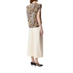 Maglia donna smanicata con stampa tigrata