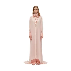Maxi camicia donna in georgette con rosa