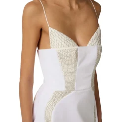 Mini abito donna in gabardina e tulle con ricami