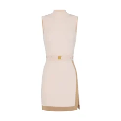 Mini donna abito in maglia con bande in viscosa lucida