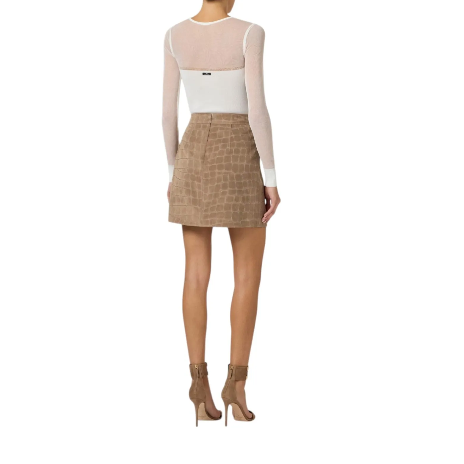 Minigonna donna in suede con stampa alligatore
