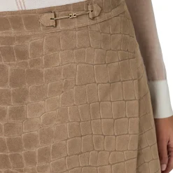 Minigonna donna in suede con stampa alligatore
