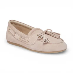 Mocassini donna in suede con nappine