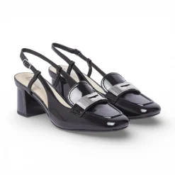 Mocassini donna slingback in vernice