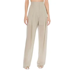 Pantalone donna ampio in voile di lana