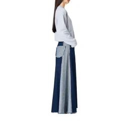 Pantalone donna palazzo cinque tasche in denim