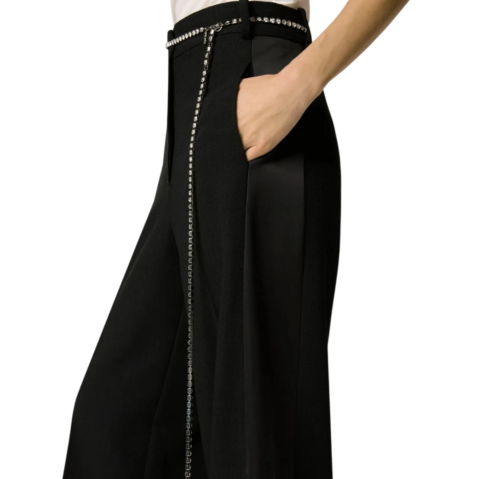Pantaloni donna con cintura gioiello