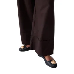 Pantaloni donna flare in popeline