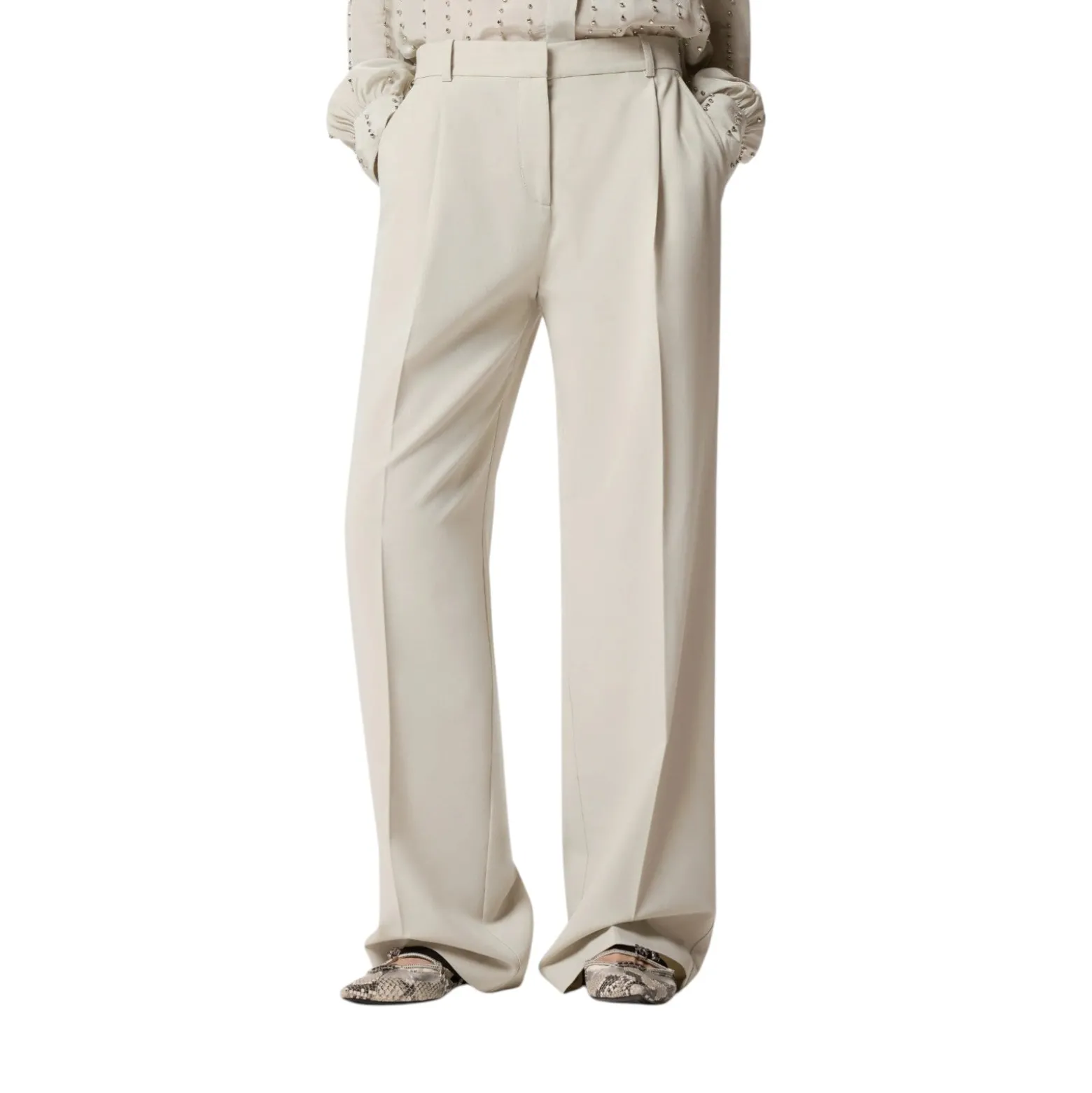 Pantaloni donna fluidi con piega stirata