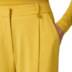 Pantaloni donna in crêpe leggero con logo charm
