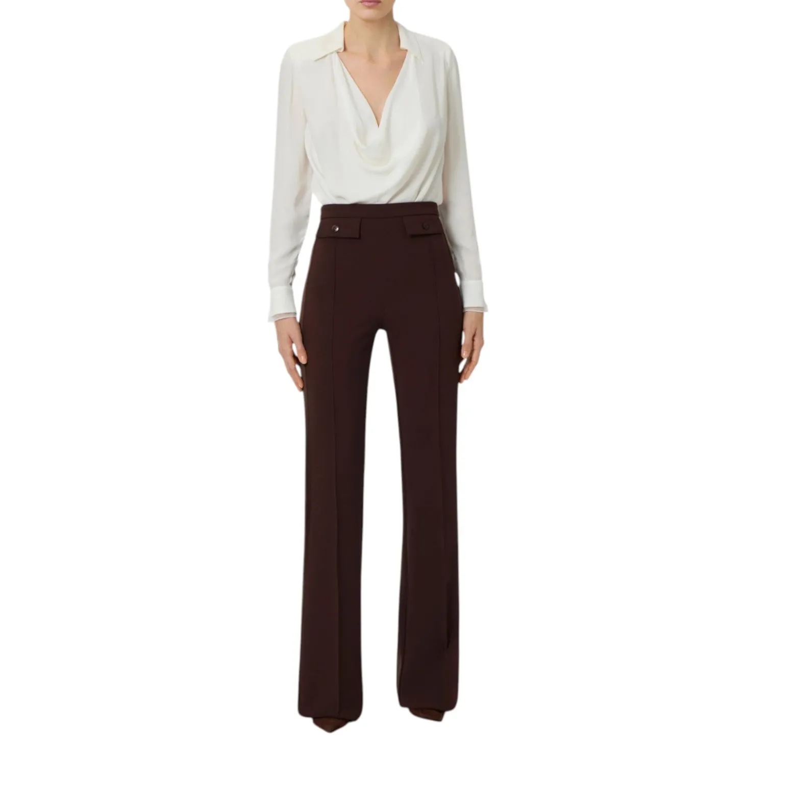 Pantaloni donna in crêpe leggero e raso