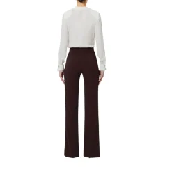 Pantaloni donna in crêpe leggero e raso
