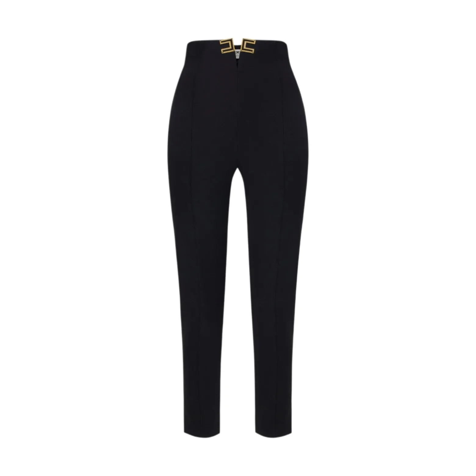 Pantaloni donna in doppio crêpe stretch con dettagli logo