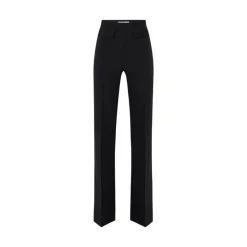 Pantaloni donna in doppio crêpe stretch con logo ricamato