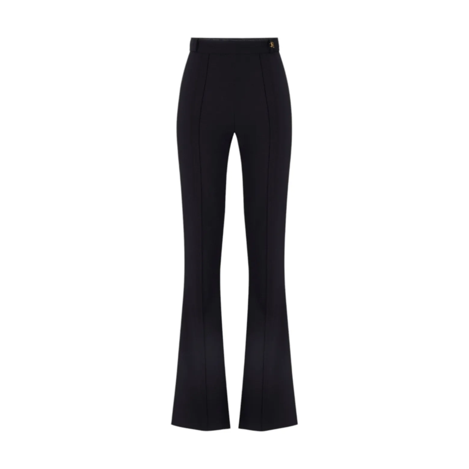 Pantaloni donna in doppio crêpe stretch con logo charm