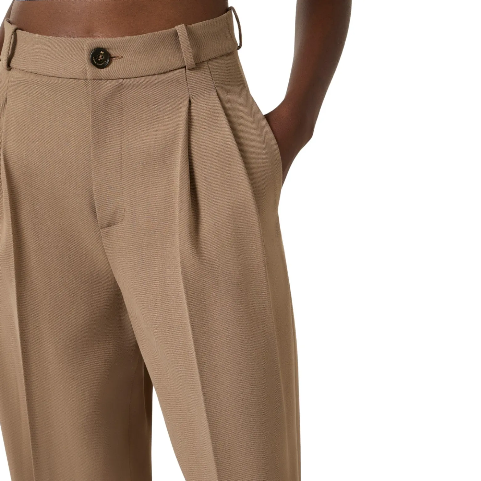 Pantaloni donna in gabardina con pinces