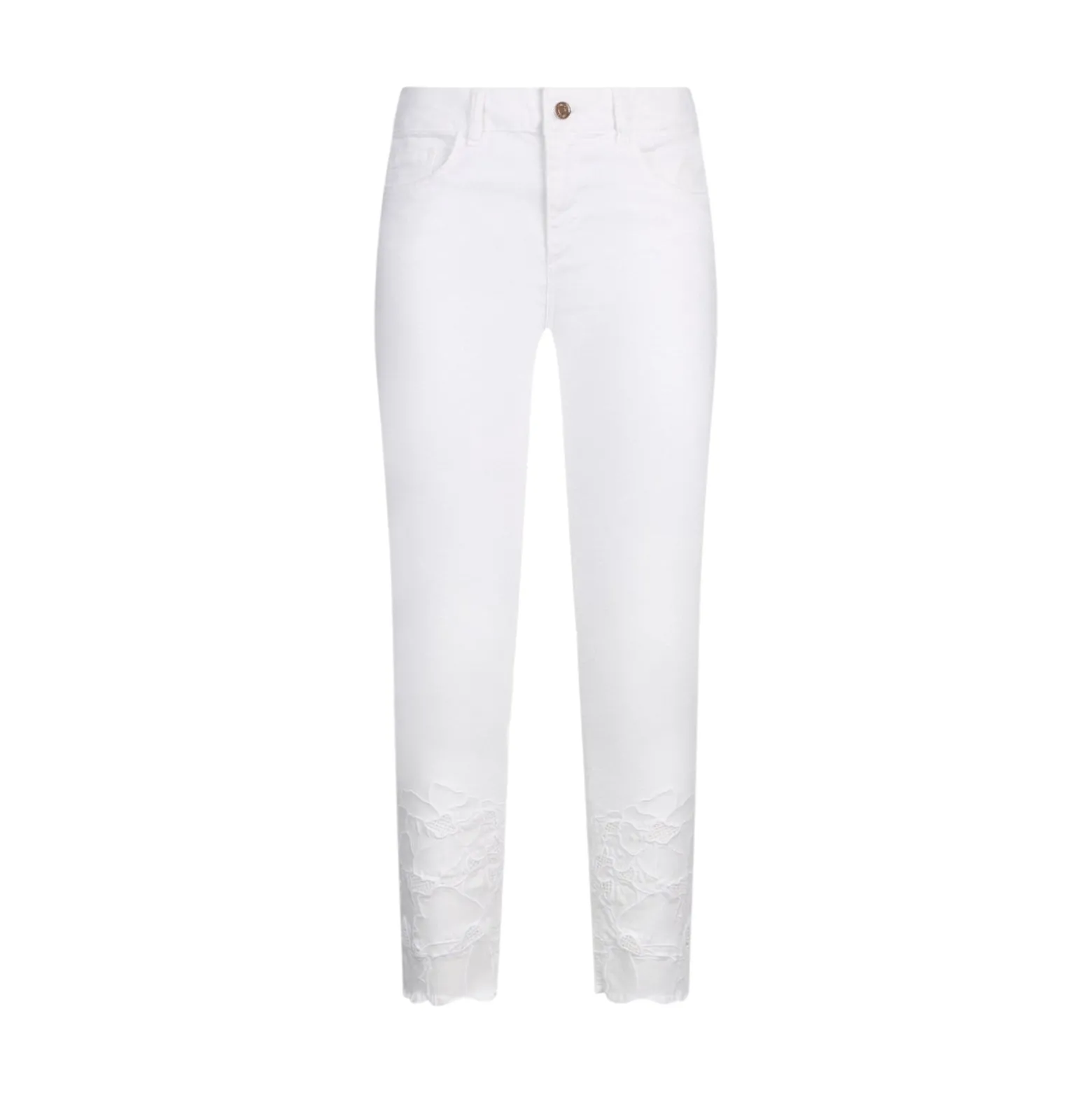 Pantaloni donna skinny con ricamo sangallo
