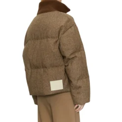 Piumino donna in lana con collo in maglia