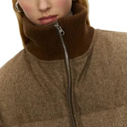 Piumino donna in lana con collo in maglia