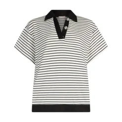 Polo donna a righe con bottoni gioiello