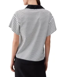 Polo donna a righe con bottoni gioiello