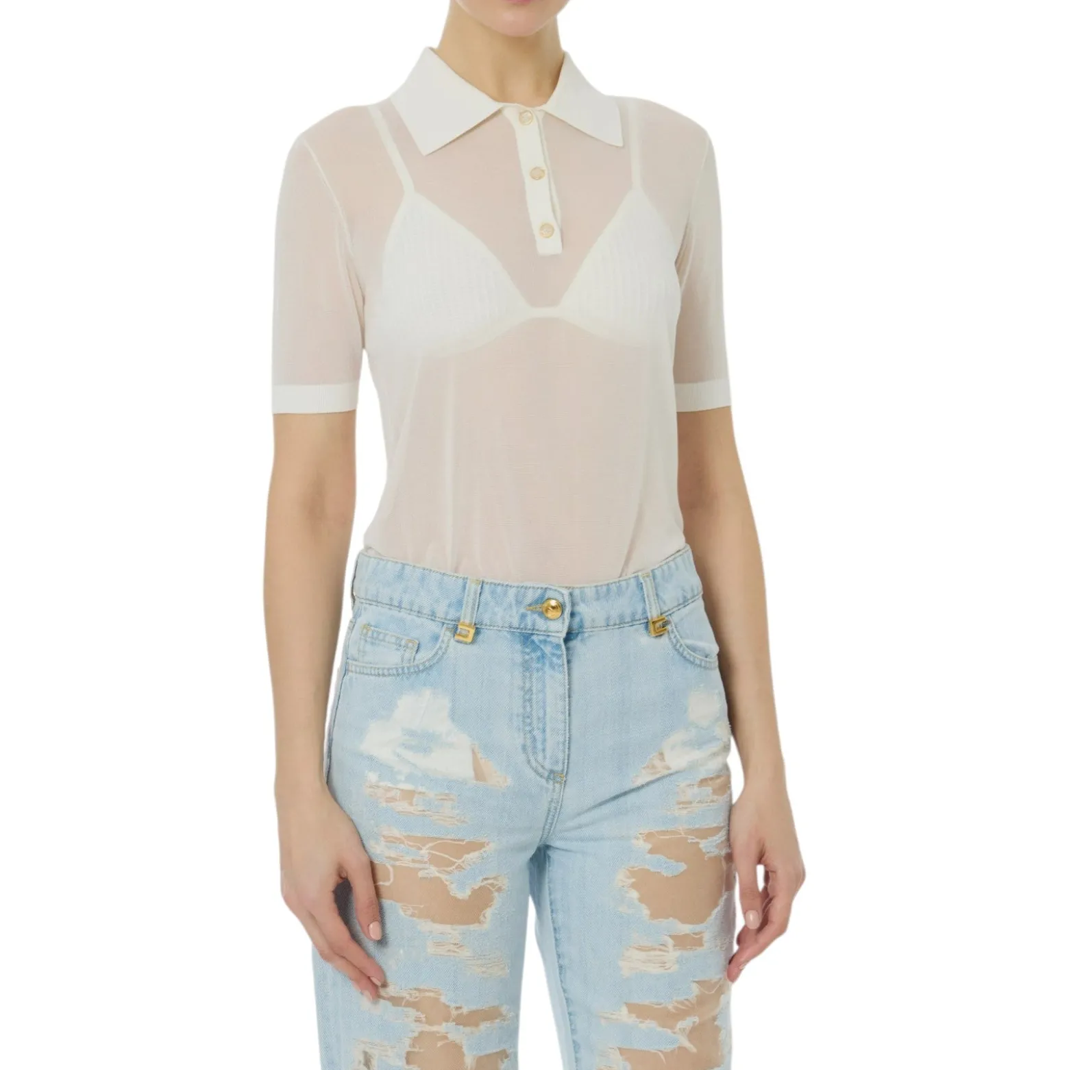 Polo donna in nylon con reggiseno