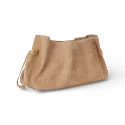 Pouch donna in suede con stampa cocco
