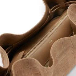 Pouch donna in suede con stampa cocco
