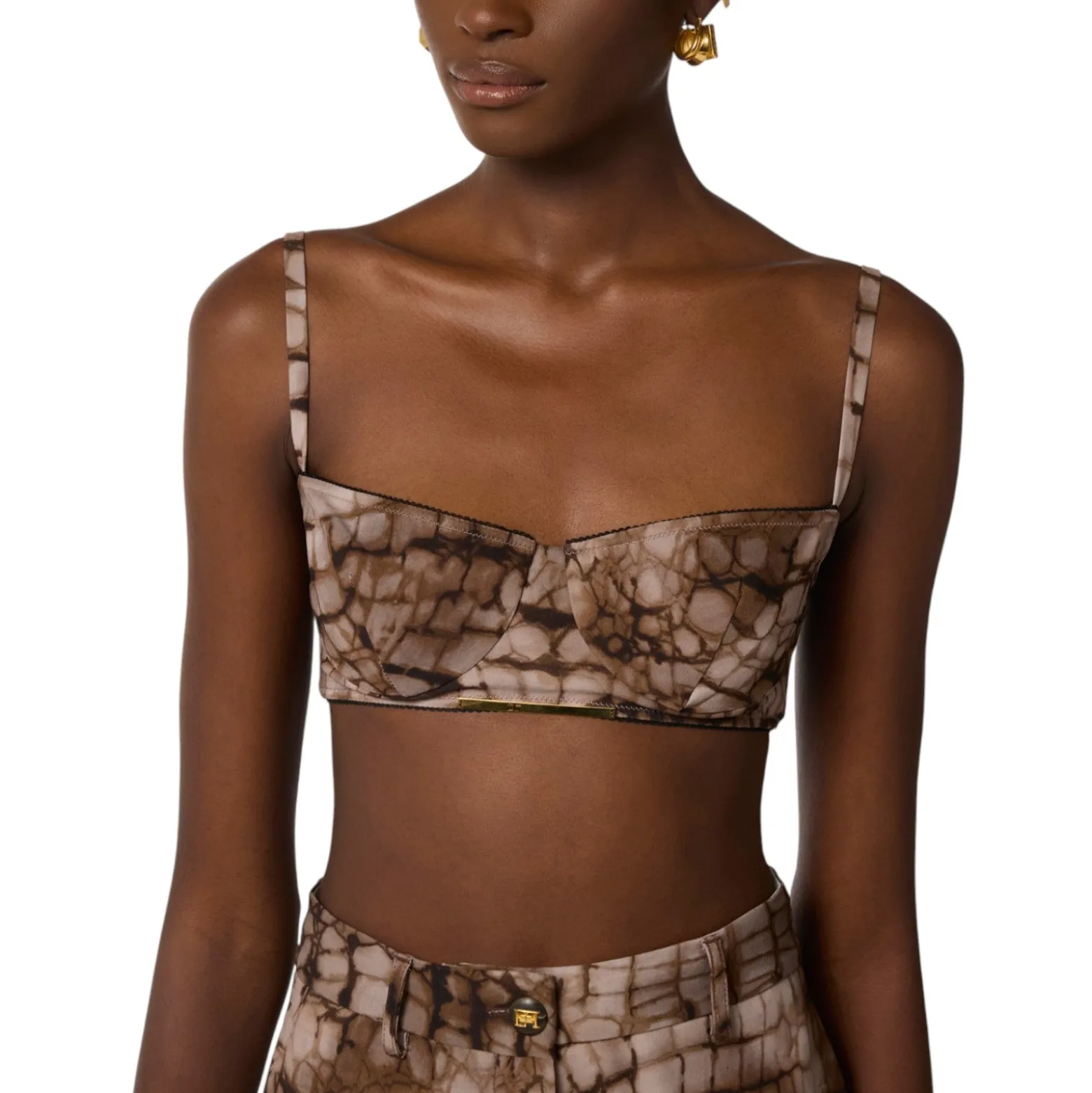 Reggiseno donna in cady e tulle con stampa alligatore