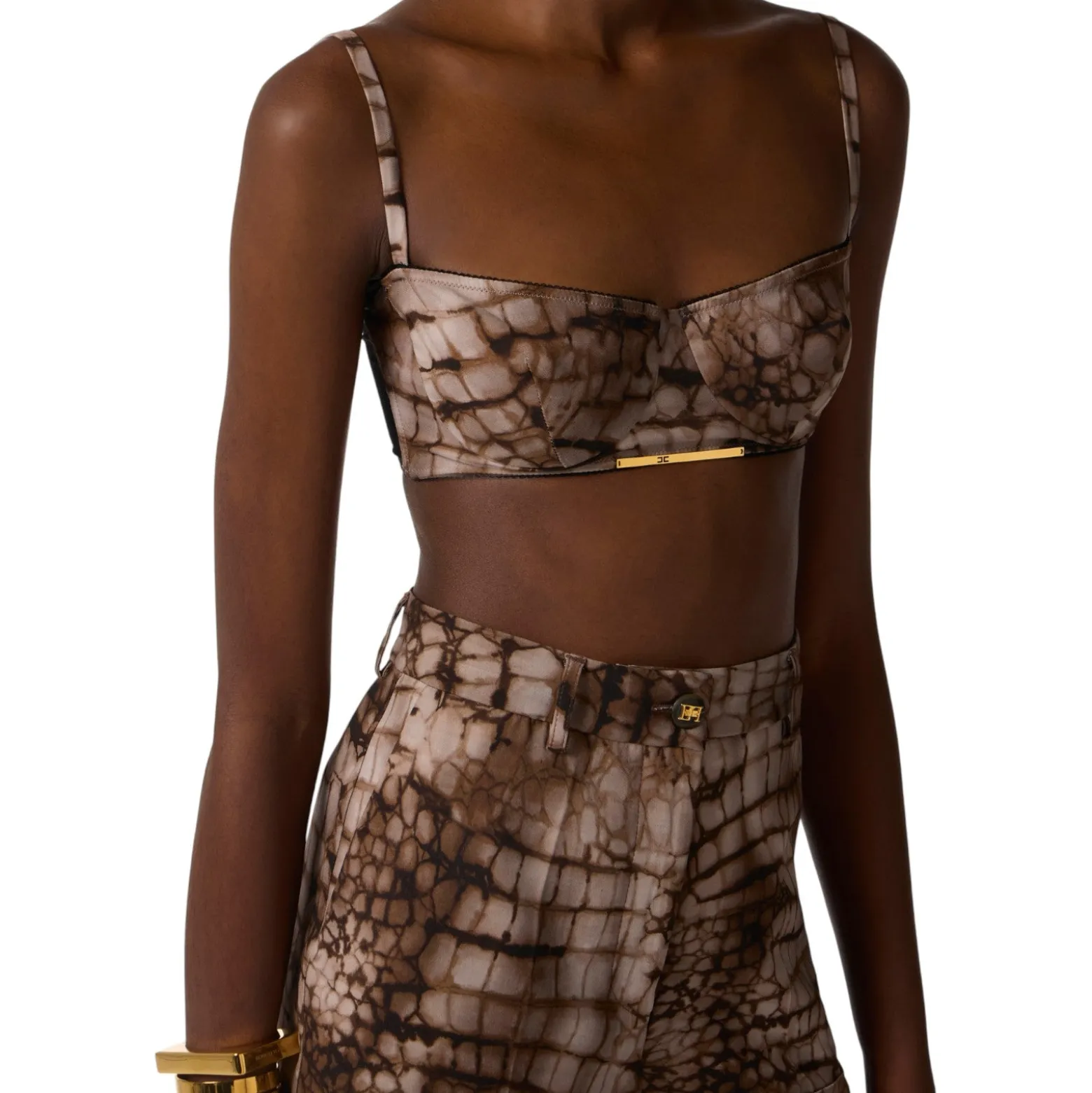 Reggiseno donna in cady e tulle con stampa alligatore
