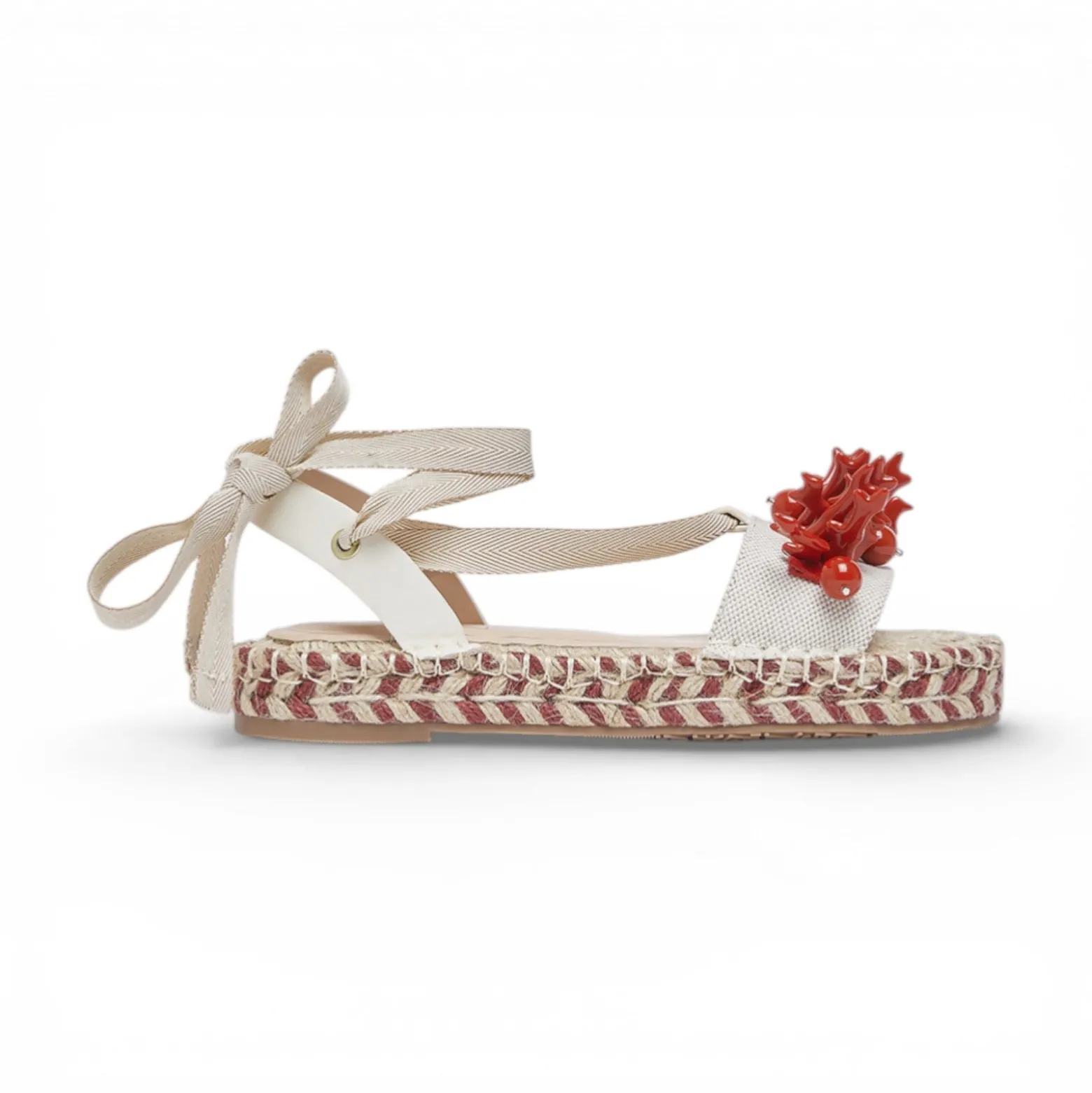 Sandali donna in corda con corallo