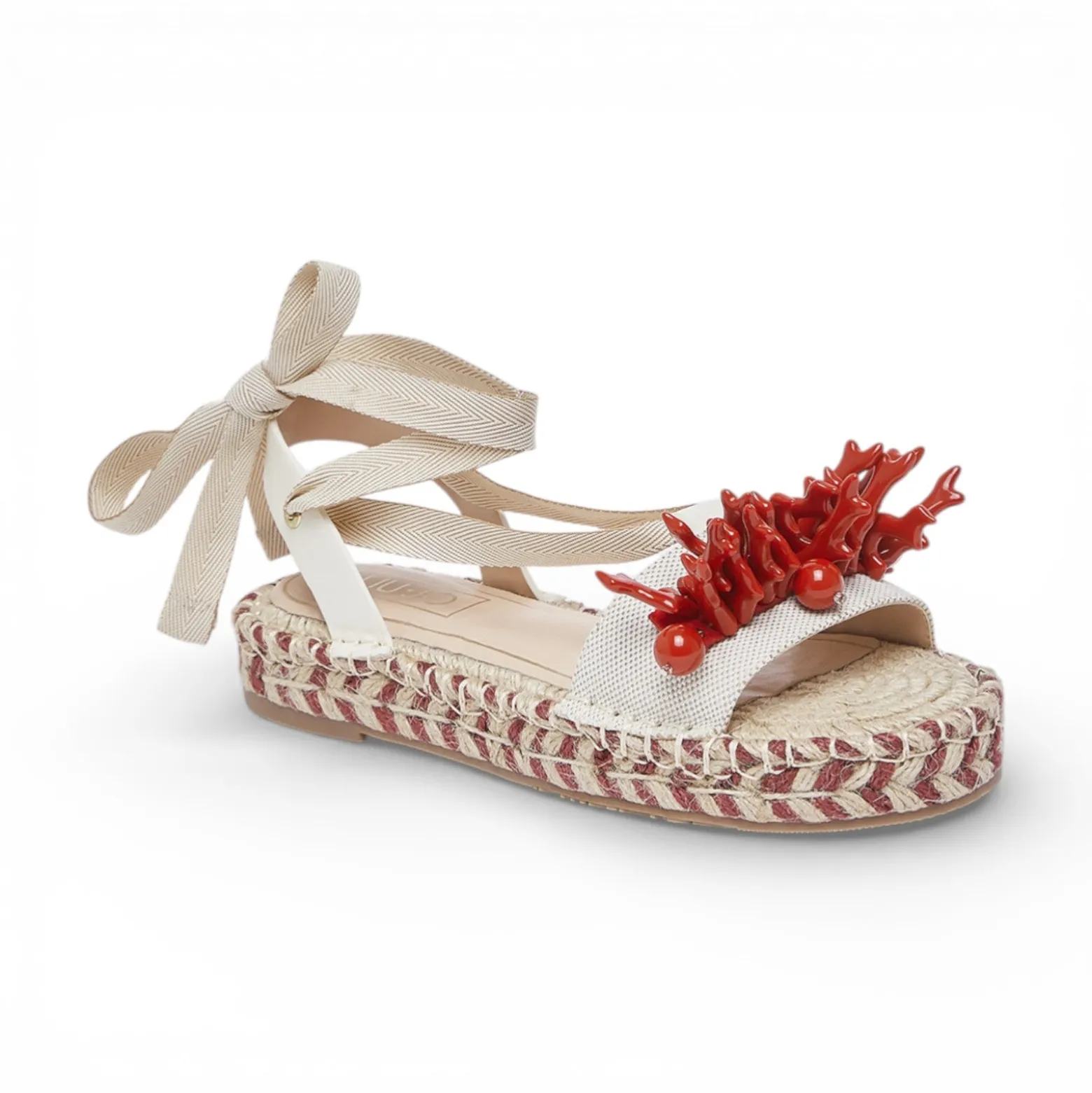Sandali donna in corda con corallo